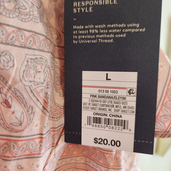 Universal Thread Pink Paisley Print Ruffle Mini Skirt L Elastic Waist Lightweigh - Picture 2 of 8